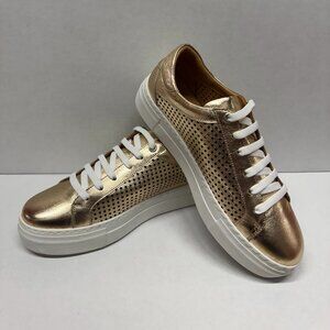 MIZ MOOZ LEATHER PERFORATED CASUAL LACE UP SNEAKERS GOLD 37EU / 7US S-06